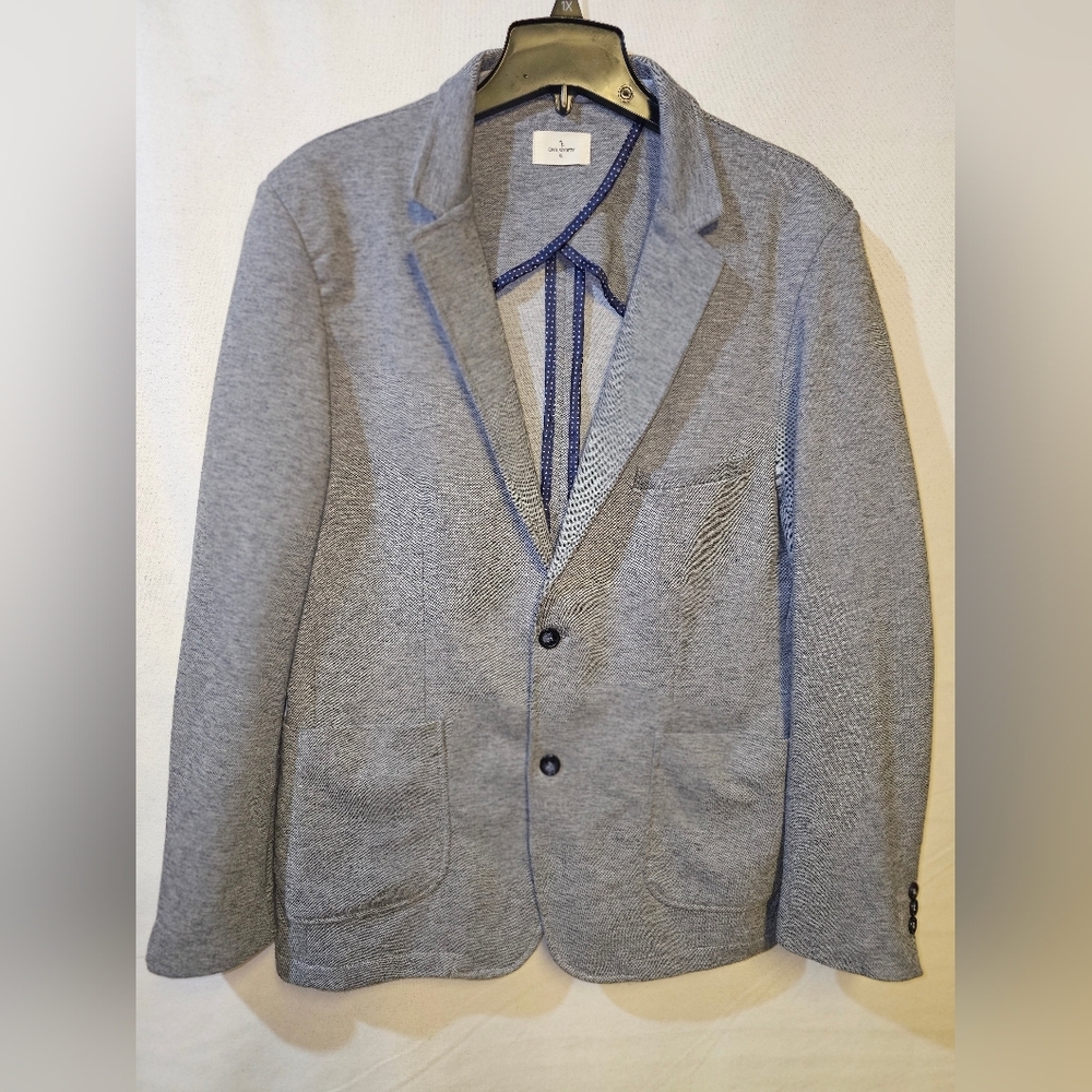 Men's Light Gray Knit Blazer - Casual Tailored Jacket